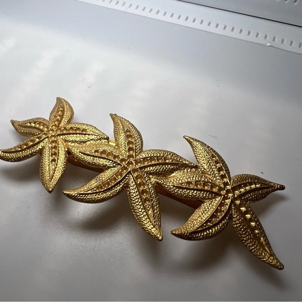 Vintage Starfish Gold Plated Hair Brooch